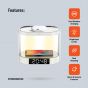 Porodo Bedside Lamp with Wireless Charger and Digital Clock, 10 Watt, White - PD-BLWCDC-WH