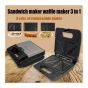 Sokany 3 in 1 Sandwich Maker, 750 Watt, Black and Silver - KJ-303 with Gift Bag