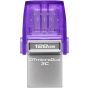 فلاش درايف USB فئة C كينجستون داتا ترافلر، سعة 128 جيجا، ارجواني وفضي - DTDUO3CG3/128GB