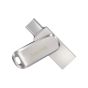 فلاش درايف سانديسك الترا دوال درايف لوكس، USB فئة C، سعة 128 جيجا، فضي - SDDDC4128GbG46