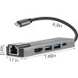 موزع USB كويا، 5 في 1، اسود - KY-TC5IN1