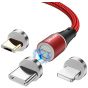 كابل شحن مغناطيسي ميكرو USB ولايتننج وفئة C - احمر واسود