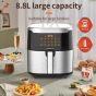 Sokany Digital Air Fryer, 8.8 Liters, 2000W, Black and Silver - SK-10037
