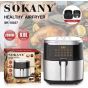Sokany Digital Air Fryer, 8.8 Liters, 2000W, Black and Silver - SK-10037