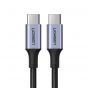 كابل يوجرين USB-C الى USB-C، قدرة 100 وات، 2 متر، رمادي واسود- US316