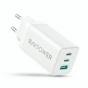 RAVPower Wall Charger, 65 Watt, 3 USB Ports, White - RP-PC172