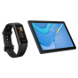 Huawei MatePad T10, 9.7 Inch, 32GB, 2GB RAM, 4G LTE - Deepsea Blue with Band 4 Smart Watch - Graphite Black