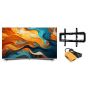Haier 50 Inch 4K UHD Smart QLED TV with Built-in Receiver - H50S80EU with ETI TV Wall Mount, Black - TX40 and iLock Mini Power Strip, 3 Outlet, 2500 Watt - Yellow and Black