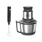 Sokany Mini Chopper and Blender with Steel Body, 800 Watt, 3 Liter, Silver and Black -SK-7027, Rechargable Milk Frother, Black- sk-201a