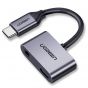 محول USB-C الى منفذ 3.5 مم ومنفذ شحن USB-C يوجرين، رمادي