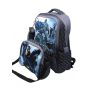 Gharibo Bags School Backpack With Lunch Bag and Pencil Case for Boys, Batman Pattern - Grey