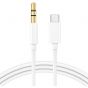 Type C USB-c to 3.5mm Male Audio Jack Aux Cable Adaptor 80cm compatible with Stereo Audio Cord Car Aux & mobile phone Samsung Galaxy, Google Pixel, OnePlus, iPad, huawei, Xiaomi - White