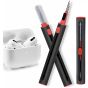 Topcious 3-in-1 Cleaning Kit for AirPods, Earphone Cleaner Kit Compatible with all AirPods with Soft Brush, Metal Tip, Sponge, Multifunction Cleaner Kit for Earbuds, AirPods, Cases (Black)