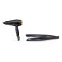 Babyliss Power Pro 2000 Hair Dryer, 2000 Watt, Black Gold - 6704E with Babyliss Wet and Dry Slim Hair Straightener - ST327E