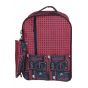 Gharibo Bags One Hand School Backpack With Pencil Case for Kids, Squares Pattern - Dark Red