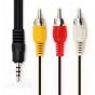 Keendex Aux 3.5mm to 3×RCA Audio and Video Cable, 3 Meters, Black - KX 3387