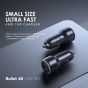 Oraimo Bullet Car Charger, 48W, 2 Ports, USB-A and C, Dark Chrome - OCC-73D