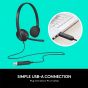 Logitech USB Headset, Black - H340