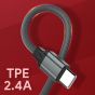 كابل شحن ونقل بيانات USB-A الى USB-C لدنيو، 65 وات، 2.4 امبير، طوله 2 متر، رمادي - LS442