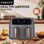 Sokani Dual Pot Digital Air Fryer, 8 Liters, 2800 Watt, Gold and Grey -  SK-ZG-8030