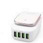 شاحن حائط USB لدينو، 4 منافذ، ابيض - A4405