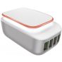شاحن حائط USB لدينو، 4 منافذ، ابيض - A4405