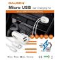 شاحن سيارة داوسين مع كابل مايكرو USB، قدرة 2.4 امبير، ابيض - TR-EA426WT