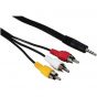 Keendex Aux 3.5mm to 3×RCA Audio and Video Cable, 3 Meters, Black - KX 3387