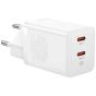 Baseus Wall Charger, 40W, 2 USB-C Ports, White - CCGP180102