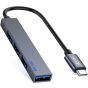 موزع USB فاست اكس 4 في 1، رمادي - FX 4 port usb hub Grey