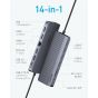 موزع USB-C أنكر، 14 منفذ، 80 وات، رمادي غامق - A83890A1