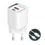 LDNIO Wall Charger, Dual Ports USB C to lightning, 30 Watt, White - A2317C