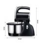 Raf Stand Mixer, 2 Liters, 1000 Watt, Black and Stainless Steel - R.6662