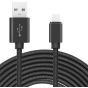 USB to Type-C Data Cable For Smartphones, 3 Meters - Black