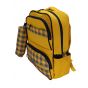 Gharibo Bags School Backpack With Pencil Case For Kids, Cross Lines Pattern - Yellow