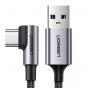 UGREEN Right Angle Fast Charging USB A to Type C Cable , 3M - Grey