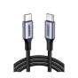 كابل USB-C مضفر يوجرين، 100 وات، 1 م، اسود - 70427