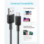 كابل انكر 322 بموصل USB فئة A إلى USB فئة C، طوله 3 قدم، اسود - A81H5H11