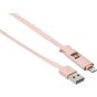 Keendex 1895 Pigeg 2-In-1 Lightning and Micro Charging Cable, 1 Meter - Rose