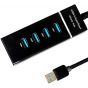 موزع USB، 4 منافذ، 30 سم، اسود