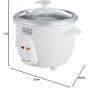 Black + Decker Rice Cooker with Attachments, 0.6 Liters, 2.5 Cups, 350W, White - RC650-B5