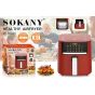 Sokany Digital Air Fryer, 6.5 Liters, 1800 Watt, Red - SK-10046