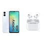 Samsung Galaxy A06, 128GB, 6GB, 4G LTE, Dual SIM- Light Blue with Ridingtone AirPods Pro 2nd Gen In-Ear Earbuds - White