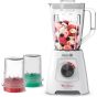 Moulinex Blendforce Blender with 2 Mills, 2 Liters, 800 Watt, White - LM4231EG with Tefal Tempo Flame Fry Pan, 18 CM, Red - 220091518 and  Flame Fry Pan, 24 CM, Red - 220091524