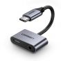 محول USB-C الى منفذ 3.5 مم ومنفذ شحن USB-C يوجرين، رمادي