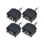 3.5mm Audio Adapter with 2 Outputs, Black- Pack of 4