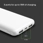 Belkin BoostCharge Wired Power Bank, 10000 mAh, 3 Ports - White with USB-A to USB-C cable, 0.15 Meter