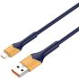 كابل مزامنة وشحن USB-A الى USB-C لدينو، 2 متر، 5 امبير، ازرق - LS802