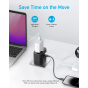 Anker 312 Wall Charger, 30 Watt, 3 USB Ports and AC Outlet, Black - A9212k11