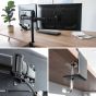 Hjh Office Dual Arm Holder for 13 to 27 Inch Monitors, Black - 802000